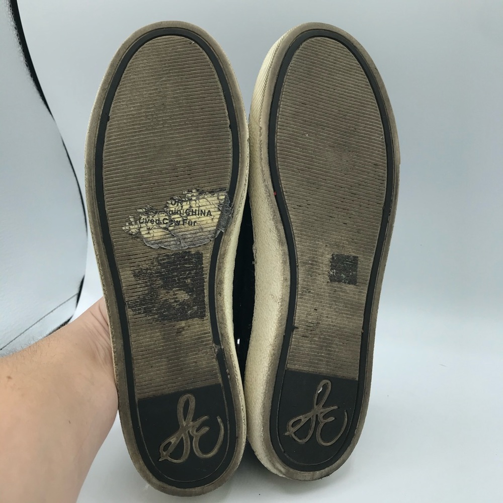 Sam Edelman Becker Black Calf Hair Fur Slip-On Sneakers Loafers Women's Size 8 - Picture 5 of 9